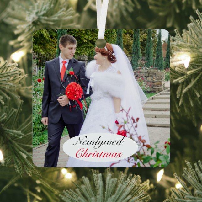 Ornement En Métal Photo de la nouvelle mariée Mariage de Noël (Insitu)