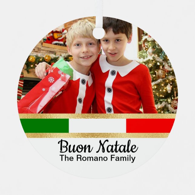 Ornement En Métal Photo de Noël italienne Buon Natale (Recto)