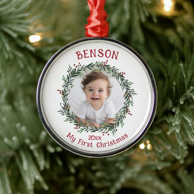 Ornement En Métal Photo Keepsaké pour bébé de Noël (Arbre)