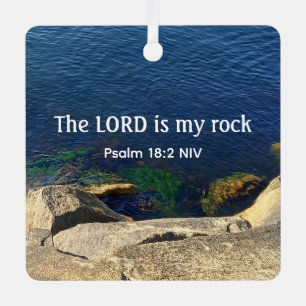 Ornement En Métal Photo Ocean God is My Rock Bible Verse Blue