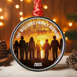 Ornement En Métal Photo personnalisé de réunion de famille Noël 2025