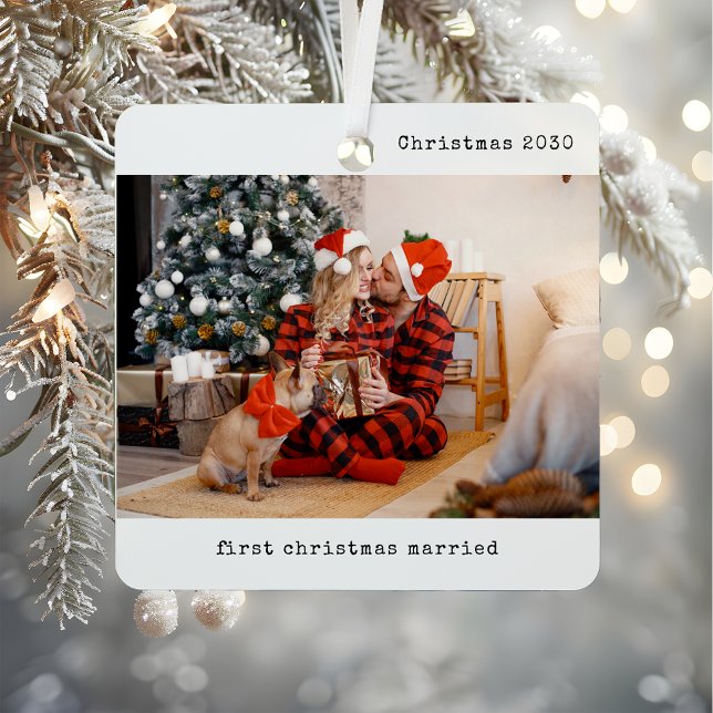 Ornement En Métal Photo personnalisée Notre premier Noël Marié (Créateur téléchargé)