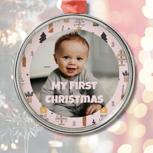 Ornement En Métal Photo personnalisée Premiers cadeaux de Noël pour  (Custom Photo First Christmas Gifts for Daughter)