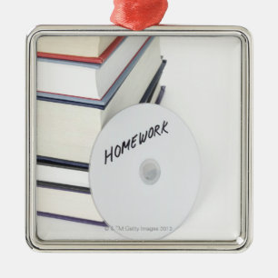 Ornement En Métal Pile de livres avec du CD