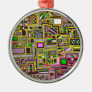 Ornement En Métal Pink and Yellow Geometric shapes pop art punk
