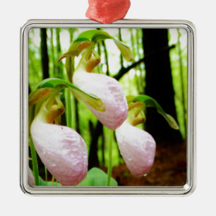Ornement En Métal Pink Lady Slipper sauvage orchidée