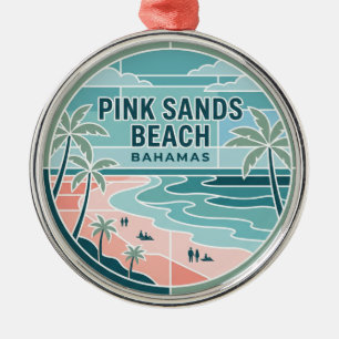 Ornement En Métal Plage de Pink Sands Bahamas