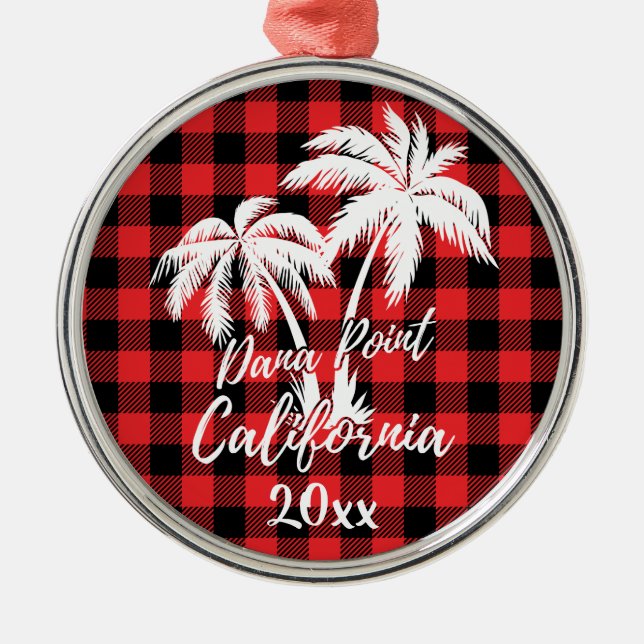Ornement En Métal Plaid Red Plaid Dana Point California Beach (Devant)