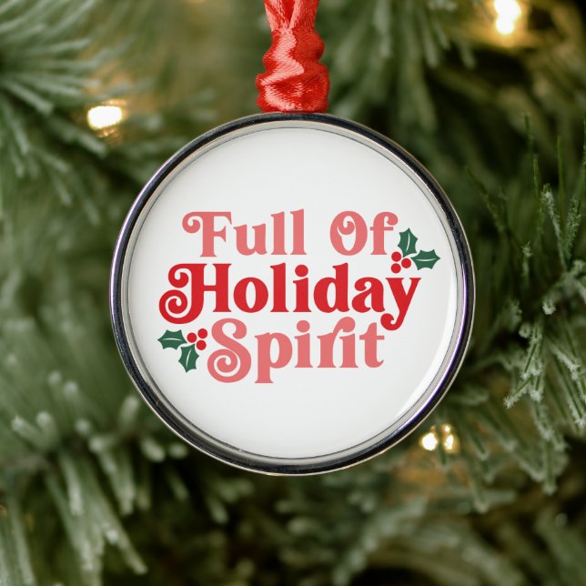 Ornement En Métal Plein d'esprit de vacances - Typographie festive (Arbre)