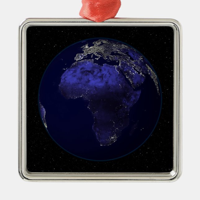 Ornement En Métal Pleine Terre la nuit montrant l'Afrique et l'Europ (Devant)