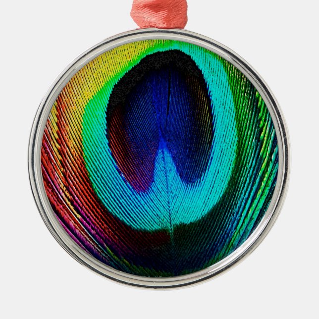 Ornement En Métal Plumes de paon vibrantes (Devant)