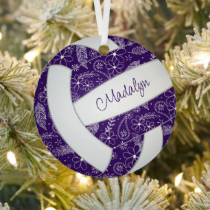 Ornement En Métal plumes doodle motif violet blanc volley-ball