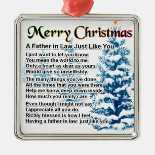 Ornement En Métal Poème de beau-père - conception de Noël