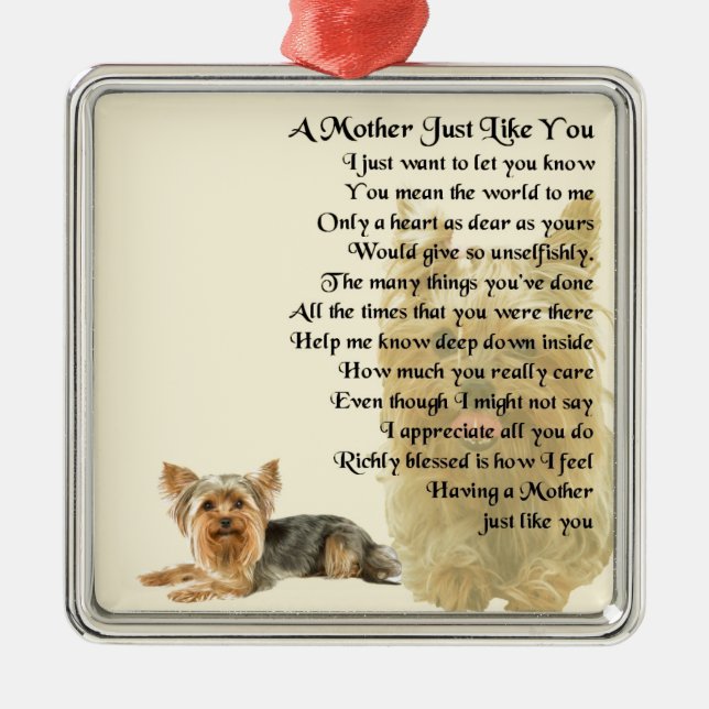 Ornement En Métal Poème de mère - conception de Yorkshire Terrier (Devant)