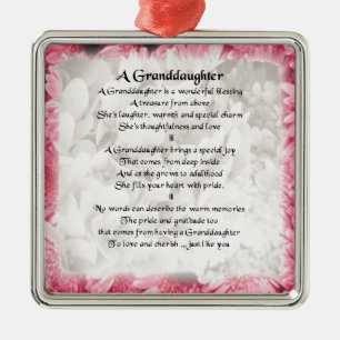 Ornement En Métal Poème de petite-fille - conception florale rose