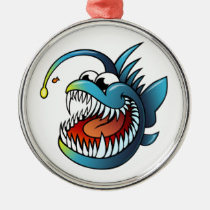 Ornement En Métal Poissons de pêcheur à  la ligne de bande dessin
