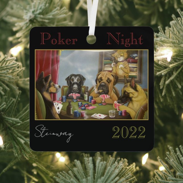 Ornement En Métal Poker Jouer des chiens (Insitu)