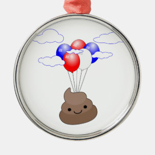 Ornement En Métal Poo Emoji Voler Avec Ballons