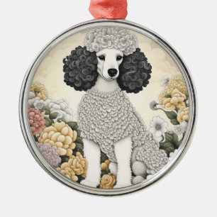 Ornement En Métal Poodle en Fleurs Whimsical