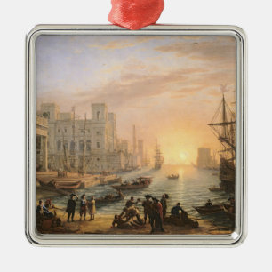 Ornement En Métal Port maritime au coucher du soleil, 1639