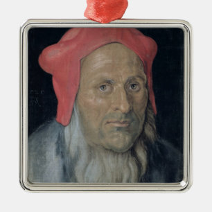 Ornement En Métal Portrait d'un homme barbu dans Red Hat, 1520