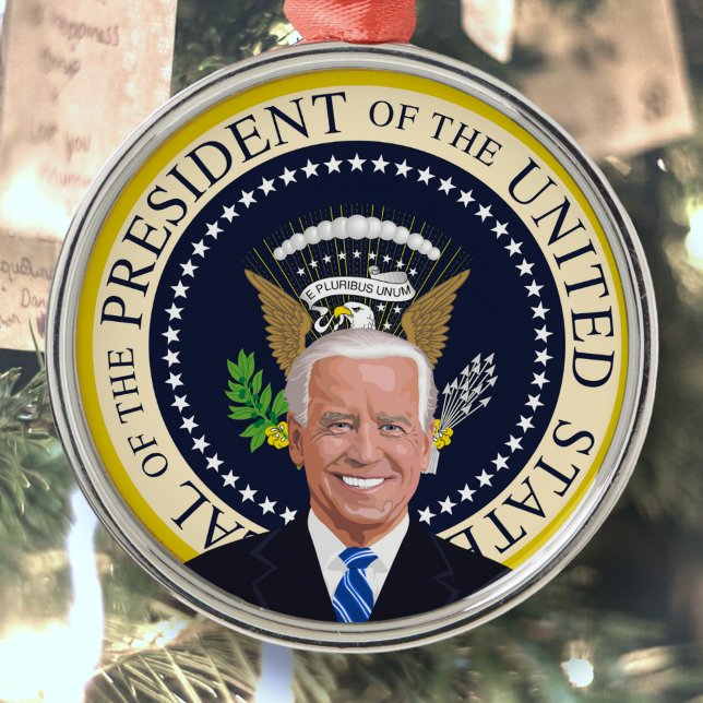 Ornement En Métal potus joe biden phoque présidentiel arbre de noël (Créateur téléchargé)