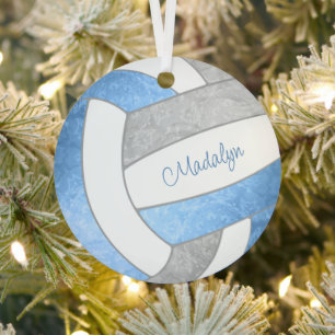 Ornement En Métal poupée bleu clair gris gardien cadeaux volleyball