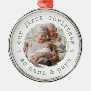 Ornement En Métal Premier Noël comme Nana & Papa 2025 Grand-parents