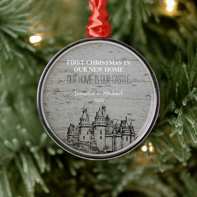 Ornement En Métal Premier Noël dans notre nouveau château (Arbre)