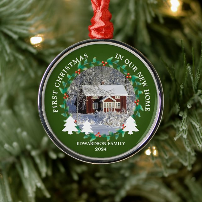 Ornement En Métal Premier Noël dans notre nouvelle maison photo (Arbre)