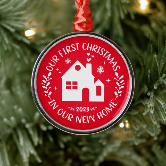 Ornement En Métal Premier Noël Dans Nouvelle Maison Rouge Personnali (Arbre)