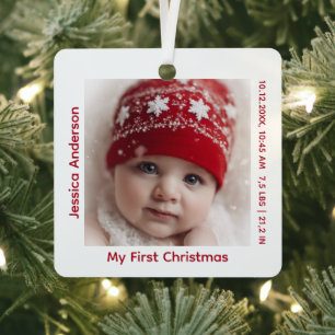 Ornement En Métal Premier Noël de bébé 2 Souvenir Photo Moderne