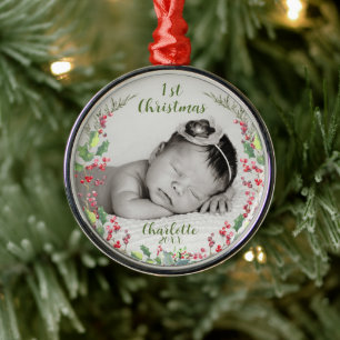 Ornement En Métal Premier Noël de bébé, photo, Keepsaké