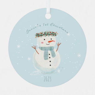 Ornement En Métal Premier Noël de Noël mignon bonhomme de neige et f