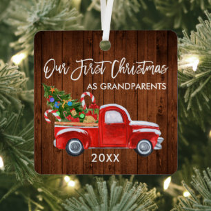 Ornement En Métal Premier Noël en grand-parents Bois Camion Arbre