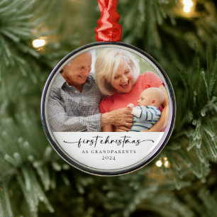 Ornement En Métal Premier Noël En Grand-Parents Photo Keepsaké