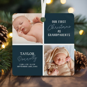 Ornement En Métal Premier Noël en tant que grands-parents Photo Bleu
