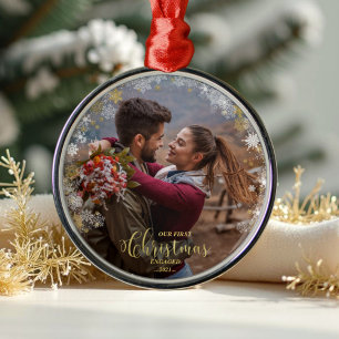 Ornement En Métal Premier Noël Engagé Wreath Fiançailles doré
