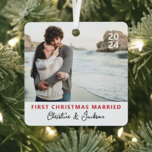 Ornement En Métal Premier Noël Photo Couple moderne et tendance