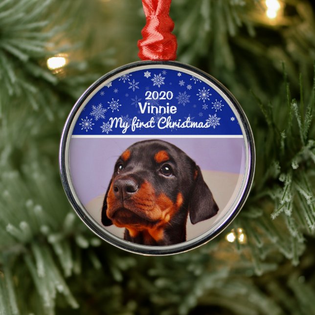 Ornement En Métal Première photo de Noël de Puppy (Arbre)
