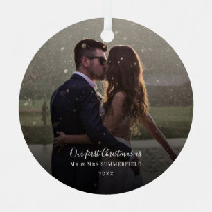 Ornement En Métal Première photo Mariage de Noël