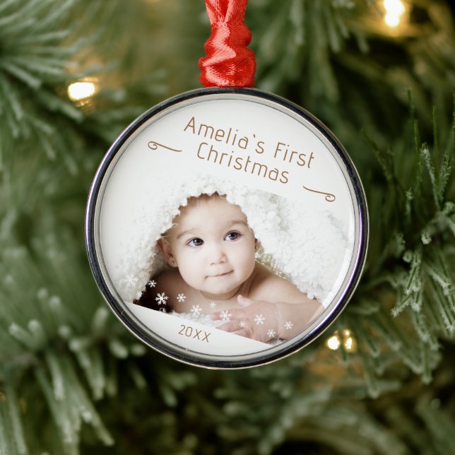 Ornement En Métal Premiers Snowflakes de Noël pour bébé Photo Keepsa (Arbre)