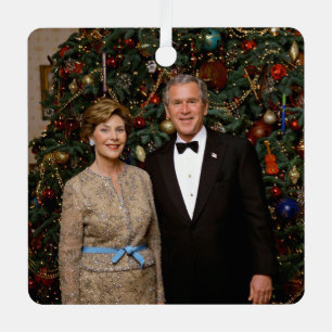 Ornement En Métal Président George Bush, Laura Christmas Maison Blan