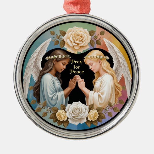 Ornement En Métal Priez pour les anges de la paix (Devant)