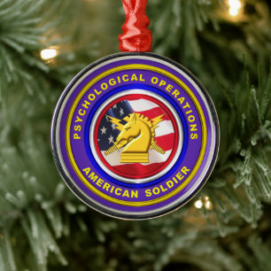 Ornement En Métal Proud Psychological Operations Veteran Christmas