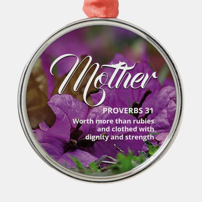 Ornement En Métal PROVERBS 31 MÈRE | Moderne Floral Christian (Devant)