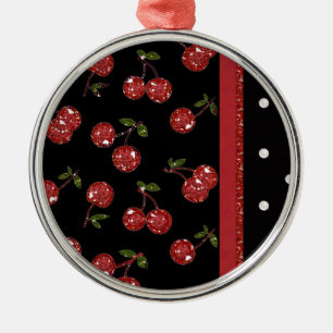 Ornement En Métal RAB Rockabilly très cerise cerises Noir
