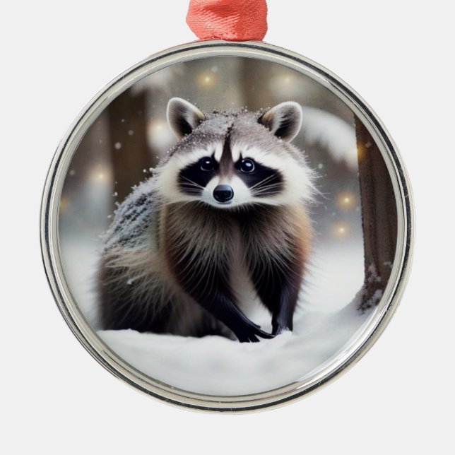 Ornement En Métal Raccoon En Forêt Magique (Devant)