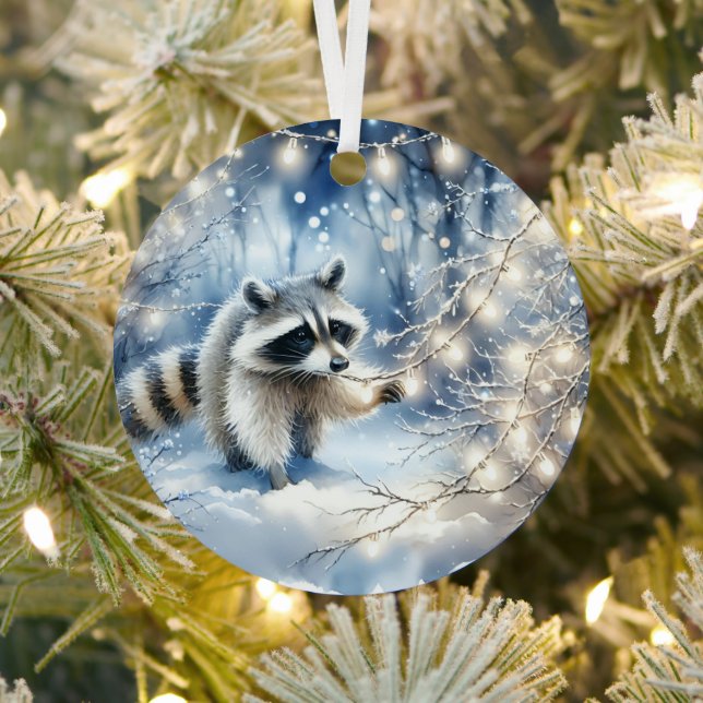 Ornement En Métal Racoon Magique Enchantée Forêt de Noël (Insitu)