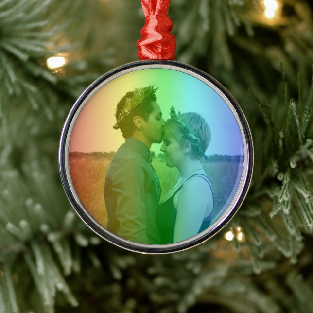 Ornement En Métal Rainbow Photo Christmas LGBTQ (Arbre)